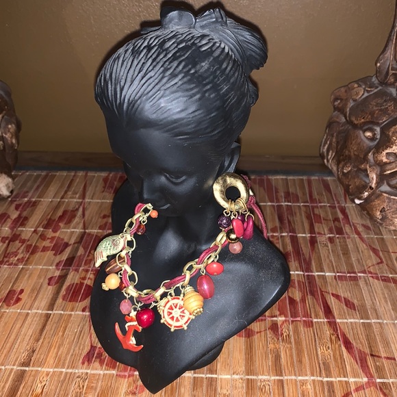 Nautical necklace and earring set good cond - Picture 2 of 2